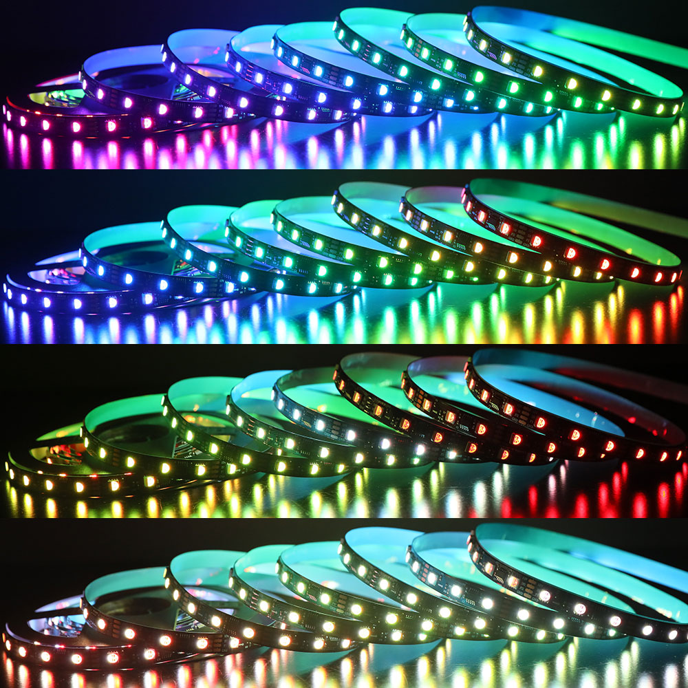 Black PCB SK6812 Dual Data Signal 60LEDs/m Pixel RGB+W LED Strip 16.4ft Black PCB SK6812 Dual Data Signal 60LEDs/m Pixel RGB+W LED Strip 16.4ft
